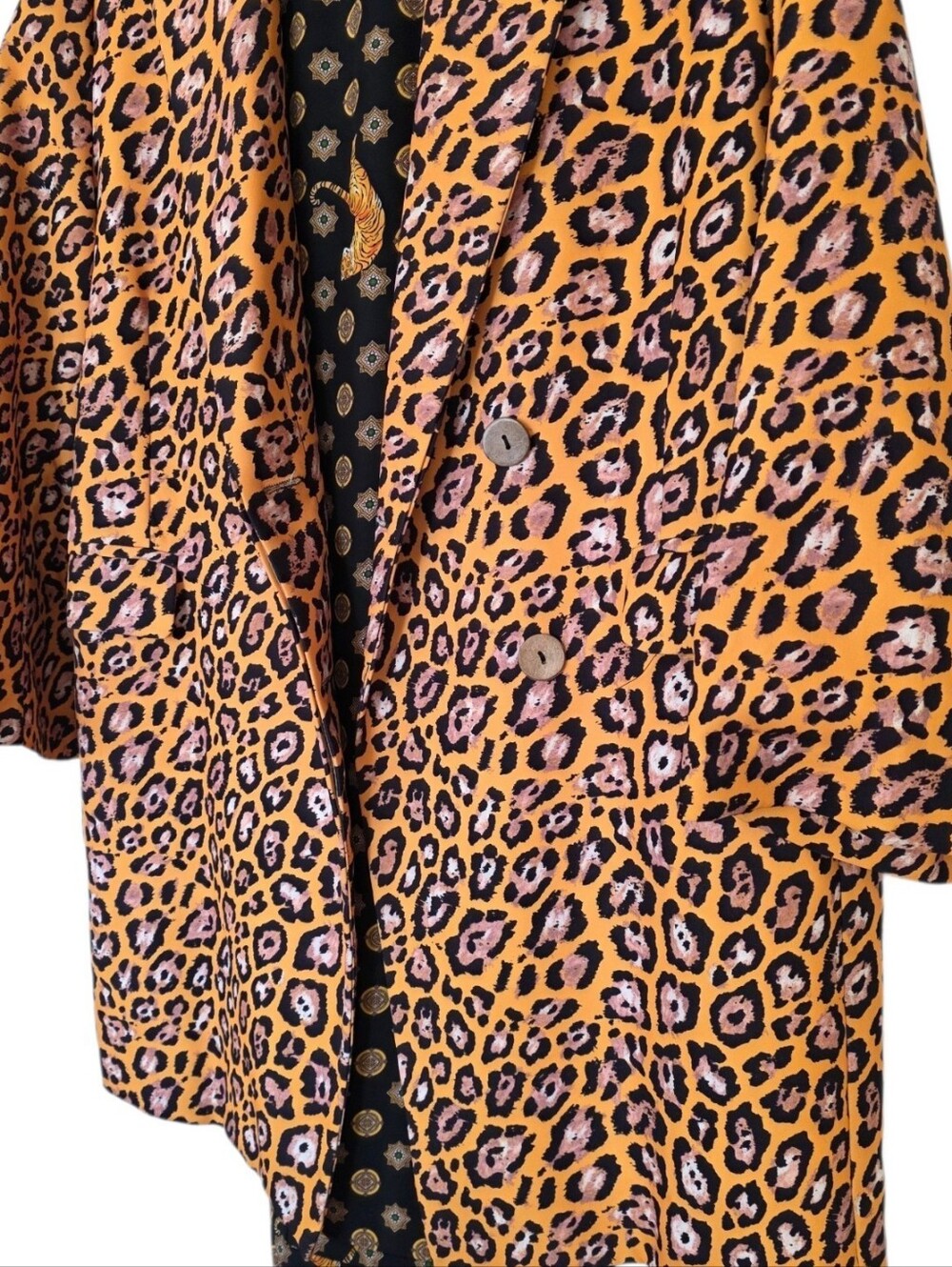 Vintage Oversized Leopard Print Blazer (Size M)